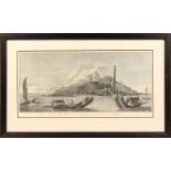 FOUR EARLY ENGRAVINGS, each showing scenes of Tahiti, framed and glazed. 14.5ins x 24ins and