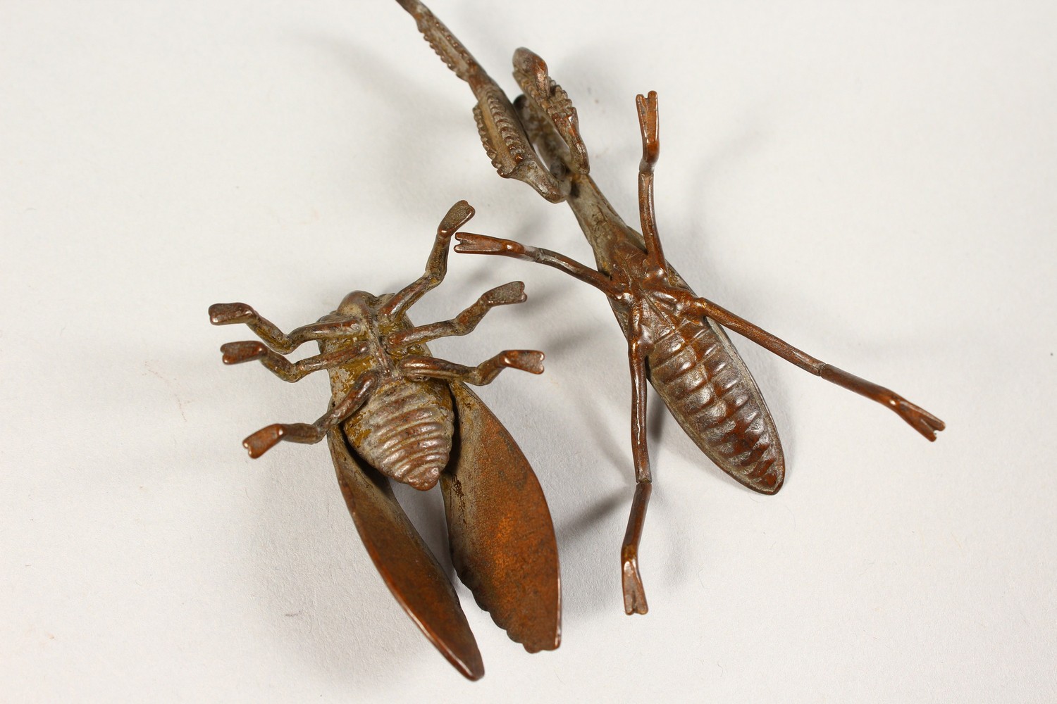 A JAPANESE BRONZE FLY AND LOCUST. - Image 4 of 5