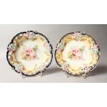 A PAIR OF VIERSA PIERCED FLOWER PLATES.