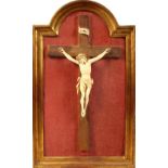 AN ITALIAN CARVED IVORY CRUCIFIX. 7ins long.