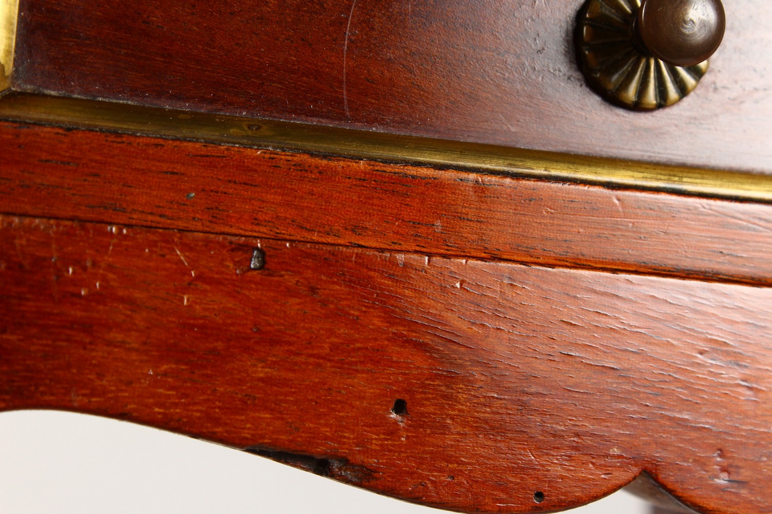 A LATE 19TH CENTURY FRENCH MAHOGANY MARBLE TOP TWO DRAWER PETIT COMMODE, the slender legs united - Image 5 of 6