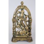 A Brass Shrine depicting Durga Slaying the Buffalo Demon (Mahisasuramardini), Western India, circa