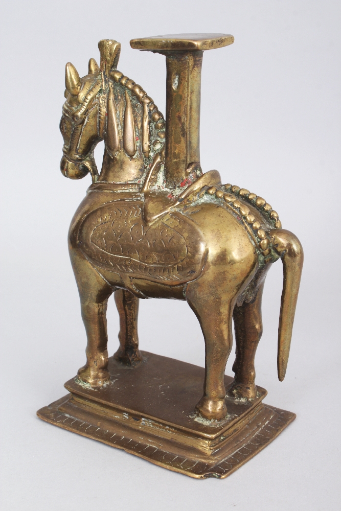 A Temple Lampstand, Northern India, 19th century, in the form of a horse, on rectangular base, the - Image 4 of 6