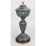 AN UNUSUAL JAPANESE MEIJI PERIOD CLOISONNE LAMP, fitted for electricity, decorated with phoenix