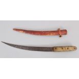 A Caucasian Dagger (Jambiya), late 19th century, with gently curved ridged blade, with bone hilt and