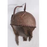 A Qajar Steel Helmet (Khula Kud), Persia, 19th century, of domed form, with faceted spike at the