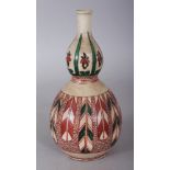 A GOOD JAPANESE EDO PERIOD KO KUTANI DOUBLE GOURD PORCELAIN VASE, painted with feather-form panels