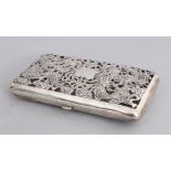 ANOTHER GOOD QUALITY CHINESE SILVER CIGARETTE OR CHEROOT CASE, circa 1900, each side pierced and