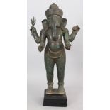 A Large Khmer Style Bronze Figure of Ganesha, Cambodia or Thailand, the four-armed elephant headed