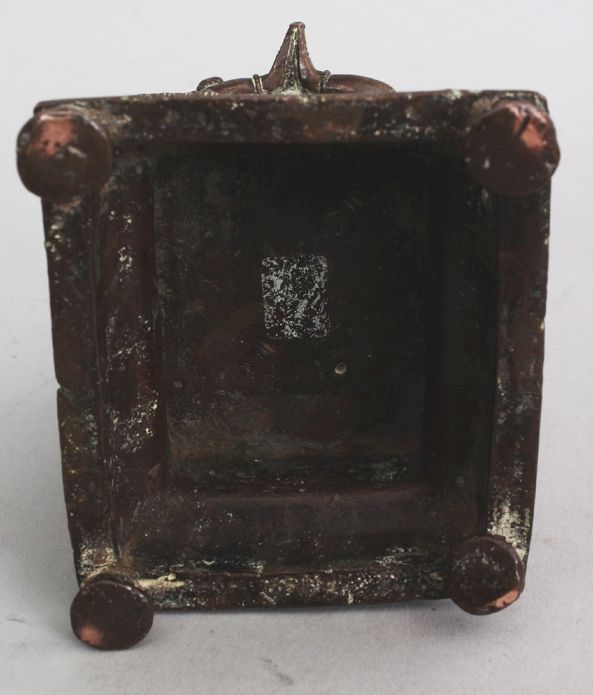 A Bronze Base from a Vishnu Shrine, Tamil Nadu, South India, 19th century, depicting a crouching - Image 6 of 6