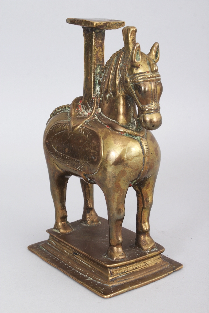 A Temple Lampstand, Northern India, 19th century, in the form of a horse, on rectangular base, the - Image 2 of 6