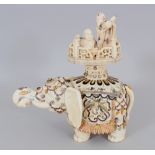 A FINE QUALITY SIGNED JAPANESE MEIJI PERIOD SHIBAYAMA & IVORY MODEL OF AN ELEPHANT & COVER, the