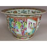 A GOOD LARGE 19TH CENTURY CHINESE CANTON PORCELAIN JARDINIERE, painted in vivid enamels and