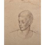Late 18th Century Italian School. "Gallinae", Study of a Young Boy, Ink and Pencil, Inscribed on