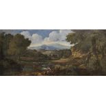 Attributed to Crescenzio Onofri (1632-1712) Italian. "The Rest on the Flight into Egypt", Oil on