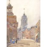 Miriam Mabel Hooper (1872-1953) British. A Dutch Street Scene with Figures, Watercolour, Signed,