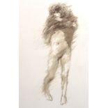 Ralph Brown (1928-2013) British. Study of a Naked Lady removing her Top, Lithograph, Signed and