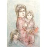 Edna Hibel (1917-2014) American. A Mother and Two Children, Lithograph, Signed, and Numbered II 20/