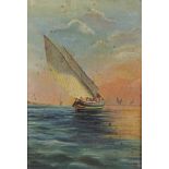 19th Century Maltese School. A Sailing Boat, Oil on Canvas laid down, Signed with Initials 'C.H.',