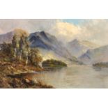 Frank E Jamieson (1895-1950) British. "Loch Katrine", A Highland River Landscape, Oil on Canvas,