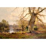 Alfred de Breanski (1852-1928) British. "Silver Spring", A Wooded River Landscape in Burnham