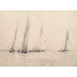 Rowland Langmaid (1897-1956) British. "Setting Spinnakers", Drypoint Etching, Signed Artist's