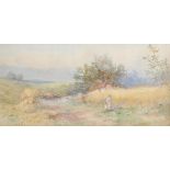 19th-20th Century English School. A Mother and Child on a Path, Watercolour, Indistinctly Signed,