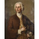 18th Century English School. Portrait of W. Todd, wearing a Wig, with a Brown Coat and White