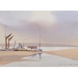 Anthony Pearce (20-21st Century) British. "Estuary Scene", Watercolour, Signed, and Inscribed on a