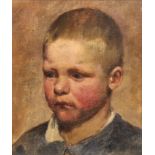 Circle of George Clausen (1852-1944) British Portrait of a Young Boy, wearing a Blue Jumper, Oil