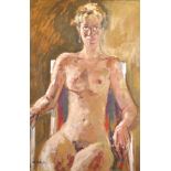 Peter Collins (20th Century) British. A Seated Female Nude, Oil on Board, Signed and Dated '83,