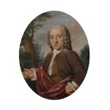 Tibout Regters (1710-1768) Dutch. Portrait of a Wigged Man, wearing a Brown Coat and Red Sash with a