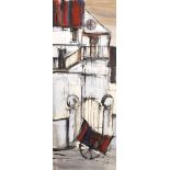 Gino (20th Century) Italian. A Cart outside the Gates of a House, Mixed Media, Signed and Dated '66,