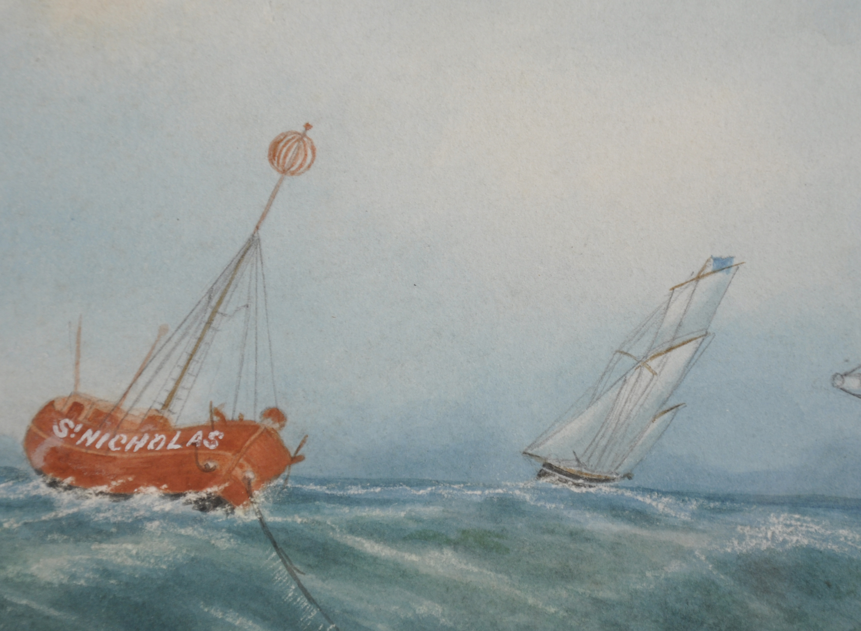 19th Century English School. A Seascape with Yarmouth Fishing Trawlers Racing, Watercolour and Mixed - Image 3 of 5