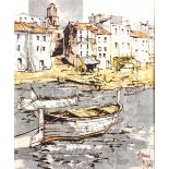 Bernard Dufour (1922-2016) British. A Mediterranean Harbour Scene. Oil on Canvas, Signed, 17.5" x