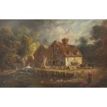 John Laporte (1761-1839) British. "A View of a Corn Mill near Dorking, Surrey", Oil on Board,
