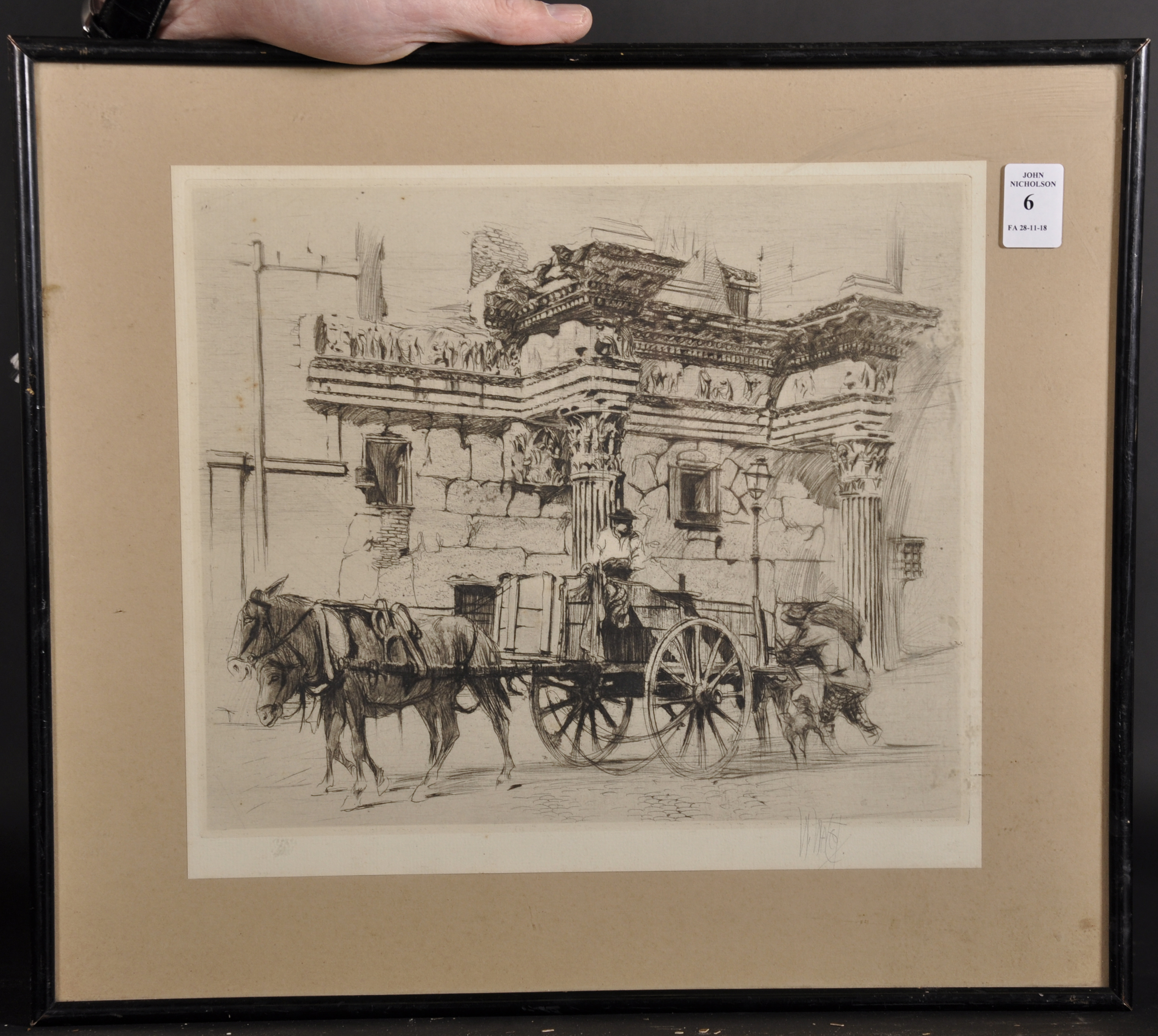 William Walcot (1874-1943) British. "Temple of Minerva, Rome", Etching, Signed in Pencil, 9.5" x - Image 2 of 5