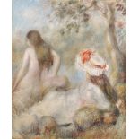 After Pierre-Auguste Renoir (1841-1919) French. A Girl in a White Dress watching another Girl