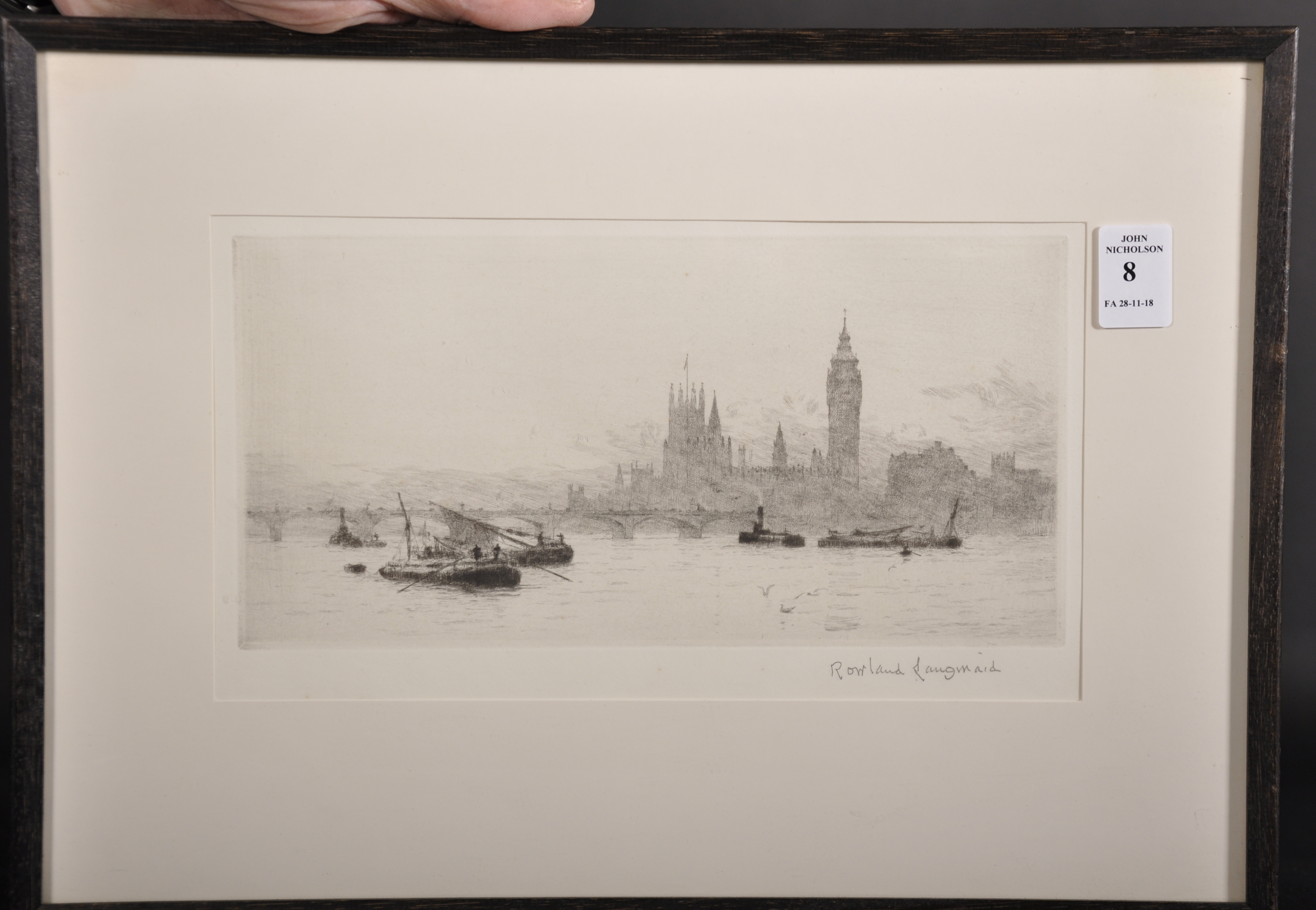 Rowland Langmaid (1897-1956) British. "Westminster", Etching, Signed in Pencil, 5" x 9.75". - Image 2 of 4