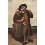 J...G...Buisson (19th Century) Northern European. A Cheerful Elderly Couple Linking Arms, Oil on