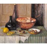 Mary Remington (1910-2003) British. "The Bowl of Eggs", Still Life with Eggs, Mushrooms, Lemons