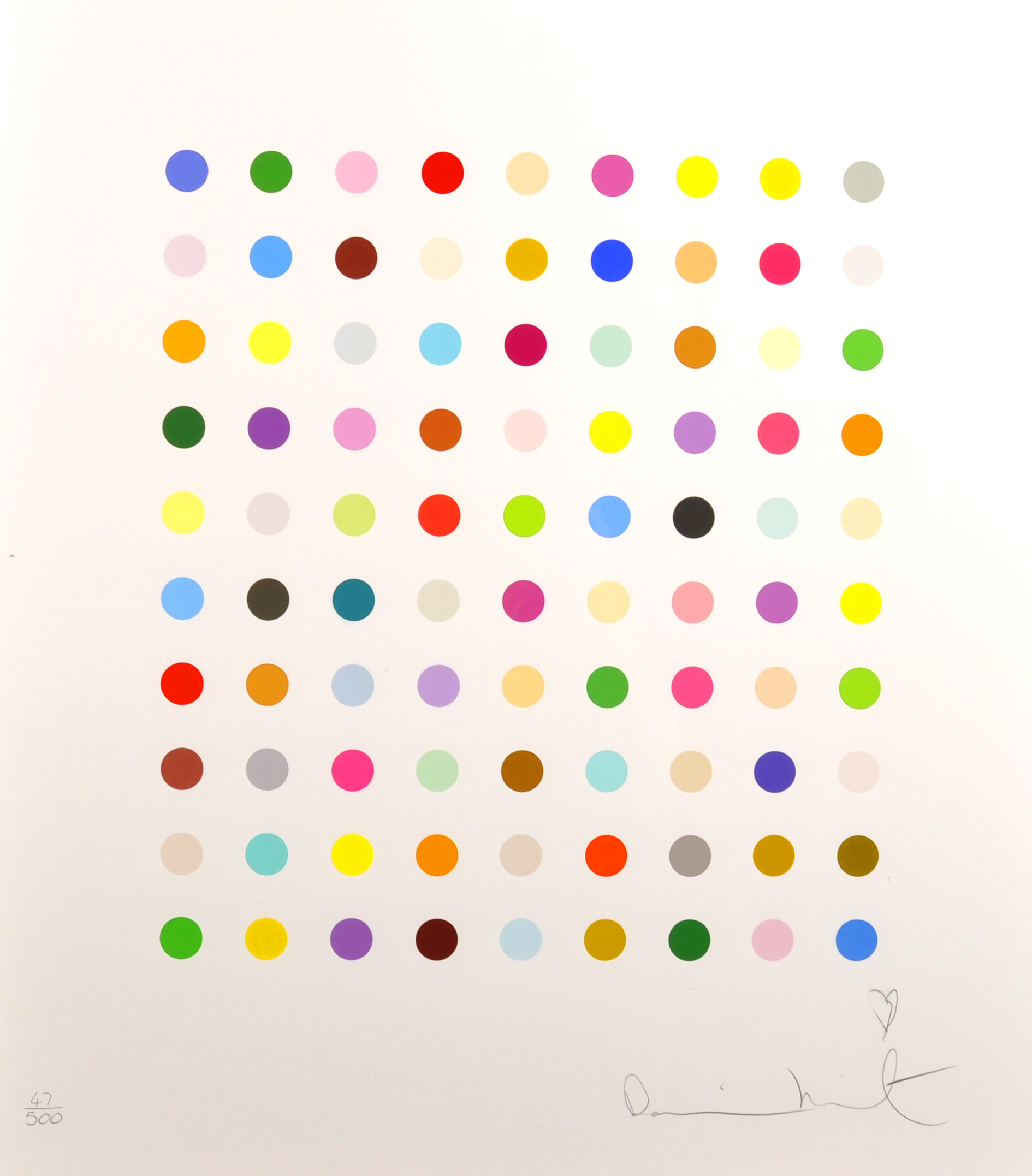 Damien Hirst (1965- ) British. "Spot", with Ninety Colour Spots on a White background, Limited