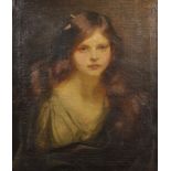 Frank Owen Salisbury (1874-1962) British. Portrait of a Beautiful Young Girl, wearing a Green