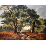 19th Century English School. A Gentleman on Horseback with his Dogs on the Path ahead, Oil on