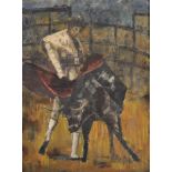 20th Century English School. A Matador with a Bull, Oil on Board, 21.5" x 16". Provenance;