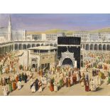 Early 20th Century European School. 'The Pilgrimage to Mecca', Oil on Board, Inscribed on a label on