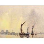 Anthony Pearce (20-21st Century) British. "Evening Light at Greenwich", Watercolour, Signed, and