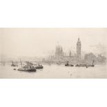 Rowland Langmaid (1897-1956) British. "Westminster", Etching, Signed in Pencil, 5" x 9.75".