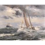 Robin Goodwin (1909-1998) British. "Out From Guernsey", A Sailing Boat in Choppy Waters off the