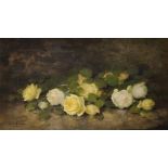 Louise Ellen Perman (1854-1921) British. A Still Life of Yellow Roses, Oil on Canvas, Signed, 18"